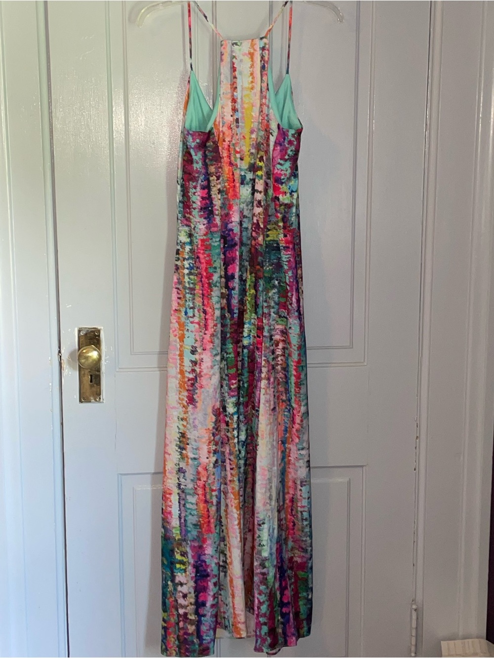 Nicole Miller Multicolor Abstract Print Maxi Dress with Mint Lining - Picture 6 of 7